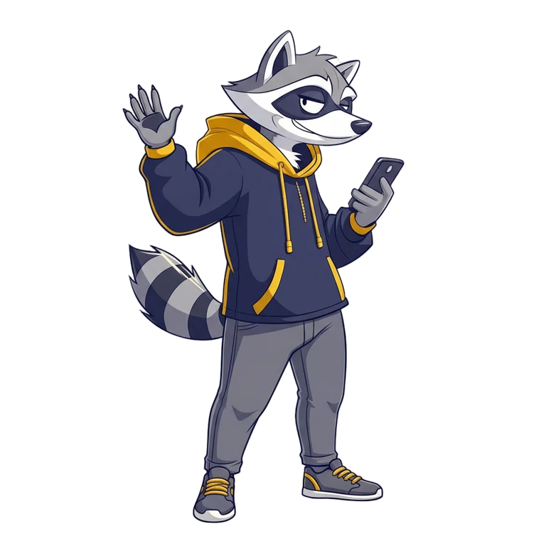 Енот Raccoon Scouts машет лапой